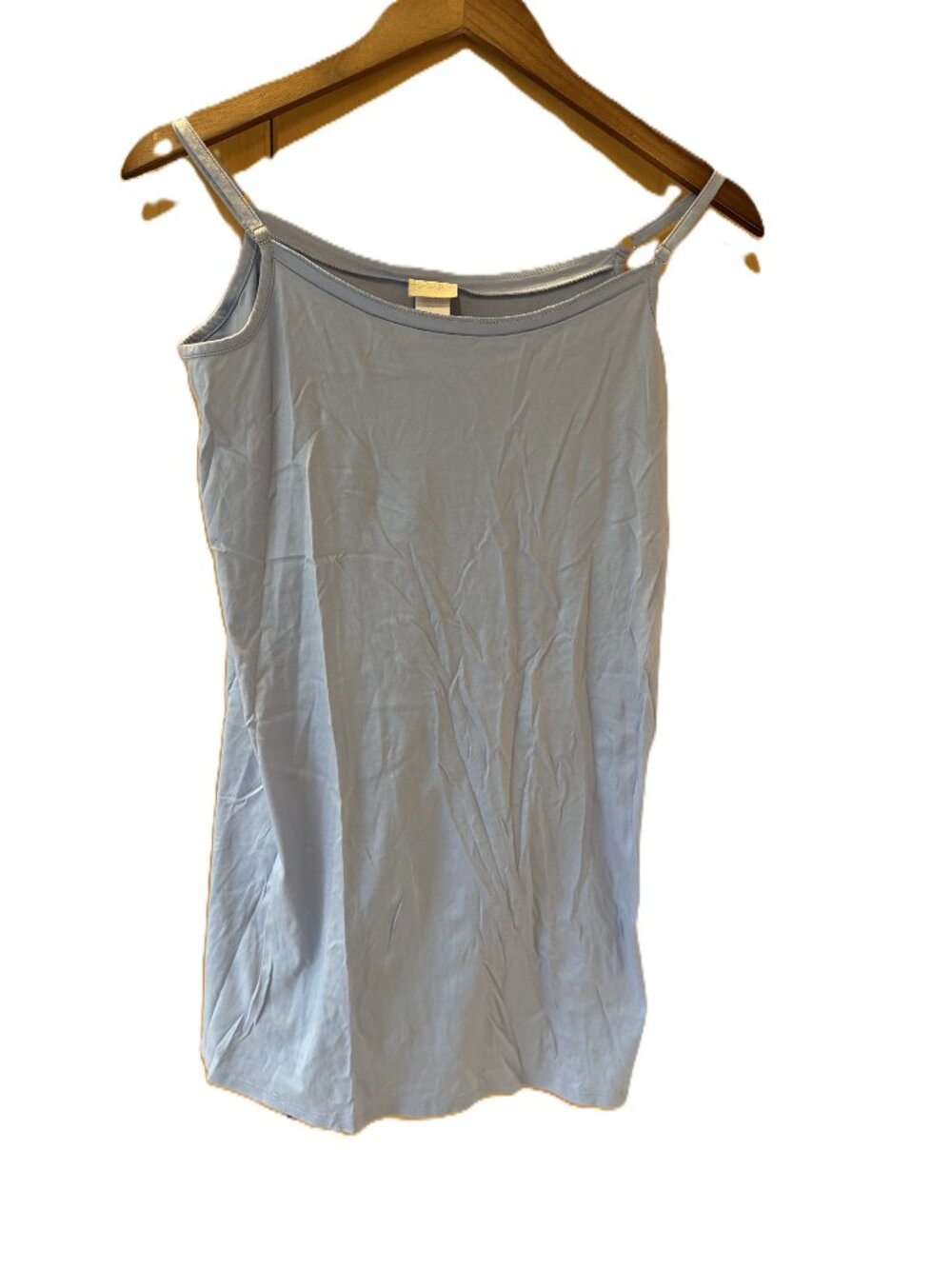 Hanro Pale Blue Mini Nightgown, 100% Cotton, Adjustable Spaghetti Straps, Size M